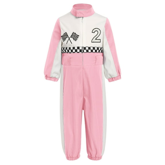 FYMNSI Toddler Girl Race Car Driver Romper Clothes Baby Racer Jumpsuit Play Role Dress up Costume 2nd Birthday Outfit
