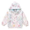 thumbnail image 1 of FYMNSI Toddler Girl Windbreaker Light Hooded Jacket Printed Zip Up Hoodie Spring Fall Rain Jackets Kids Clothes 4-5T, 1 of 9