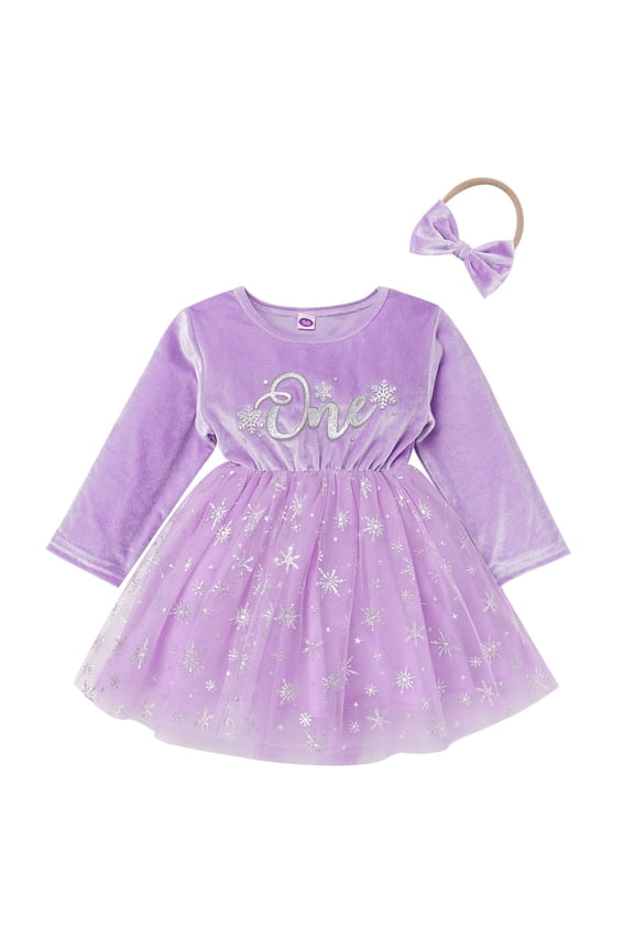 Toddler Girls Pink Tulle Tutu Dress Baby Velvet Birthday Mesh Dress with Headband Winter Fall 2pcs Outfits 6-12 Months Purple