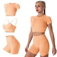 thumbnail image 1 of FYMNSI 3 Piece Summer Outfits Short Sets for Women Seamless Workout Sweat Suits Athletic Crop Top Sport Bra with Biker Shorts L Orange, 1 of 7