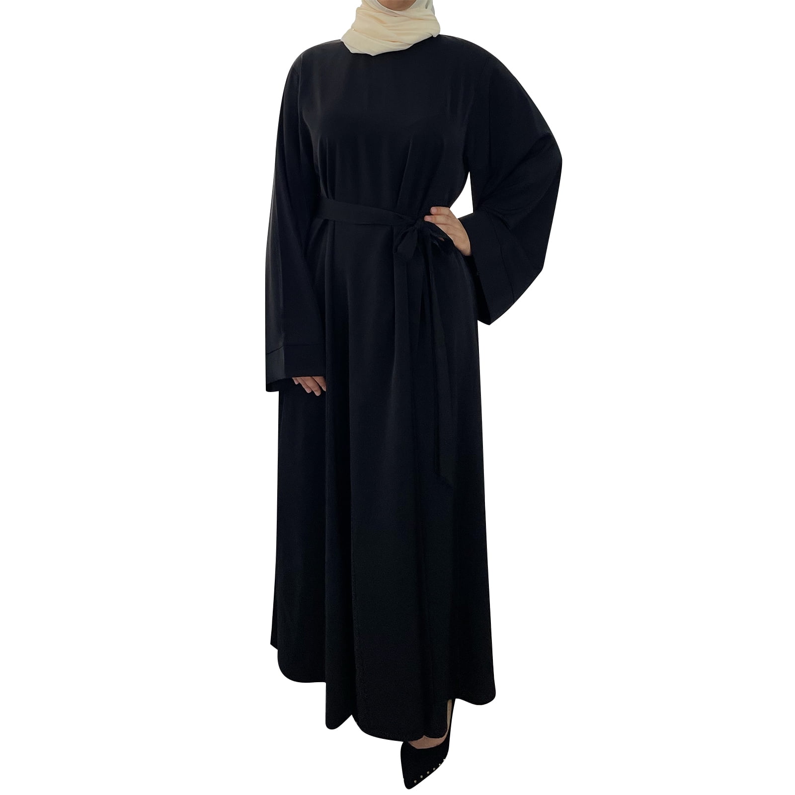 white christmas dresses Women's Casual Solid Color Abaya Dress – Abayaya main image 1
