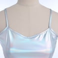 thumbnail image 1 of FYMNSI Women's Sexy Shiny Metallic Spaghetti Strap Crop Tube Top Holographic Tops Clubwear M s-Shiny Silver, 1 of 5