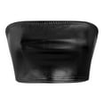 thumbnail image 1 of FYMNSI Women's Sexy Shiny Metallic Strapless Crop Tube Top Strapless Holographic Tops Clubwear M t-Black, 1 of 4