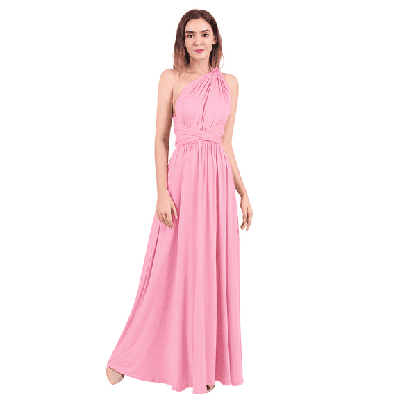FYMNSI Women Transformer Evening Long Prom Dress Infinity Floor Length Dresses for Bridesmaids Multiway Wrap Convertible Dresses Pink M