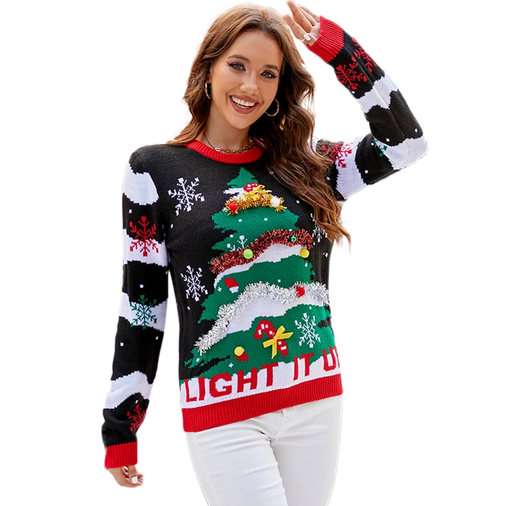 Fuzzy christmas sweater store