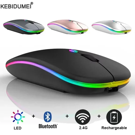 FYNA- 2.4G Wireless Mouse Usb Rechargeable Bluetooth-Compatible Rgb Mouse Silent Ergon