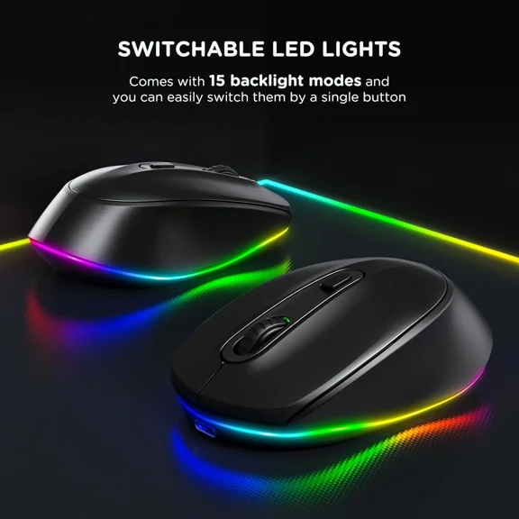 FYNA- Rgb Backlit Wireless Mouse For Laptop, Small Cordless Mice For Windows, Mac Pc