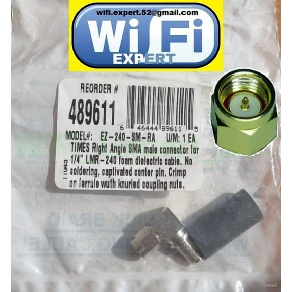 FYNA- Times Ez-240-Sm-Ra Sma Male Right Angle Plug Crimp Connector For Lmr240 Usa