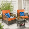 thumbnail image 1 of FYRICKLYLINOO 3 Pcs Outdoor Patio Furniture Set with 2 Pcs Pillows, 3 Piece Patio Wicker Chairs with End Table, Rattan Patio Furniture Chairs Set for Lawn, Garden, Backyard, Poolside(Orange), 1 of 7