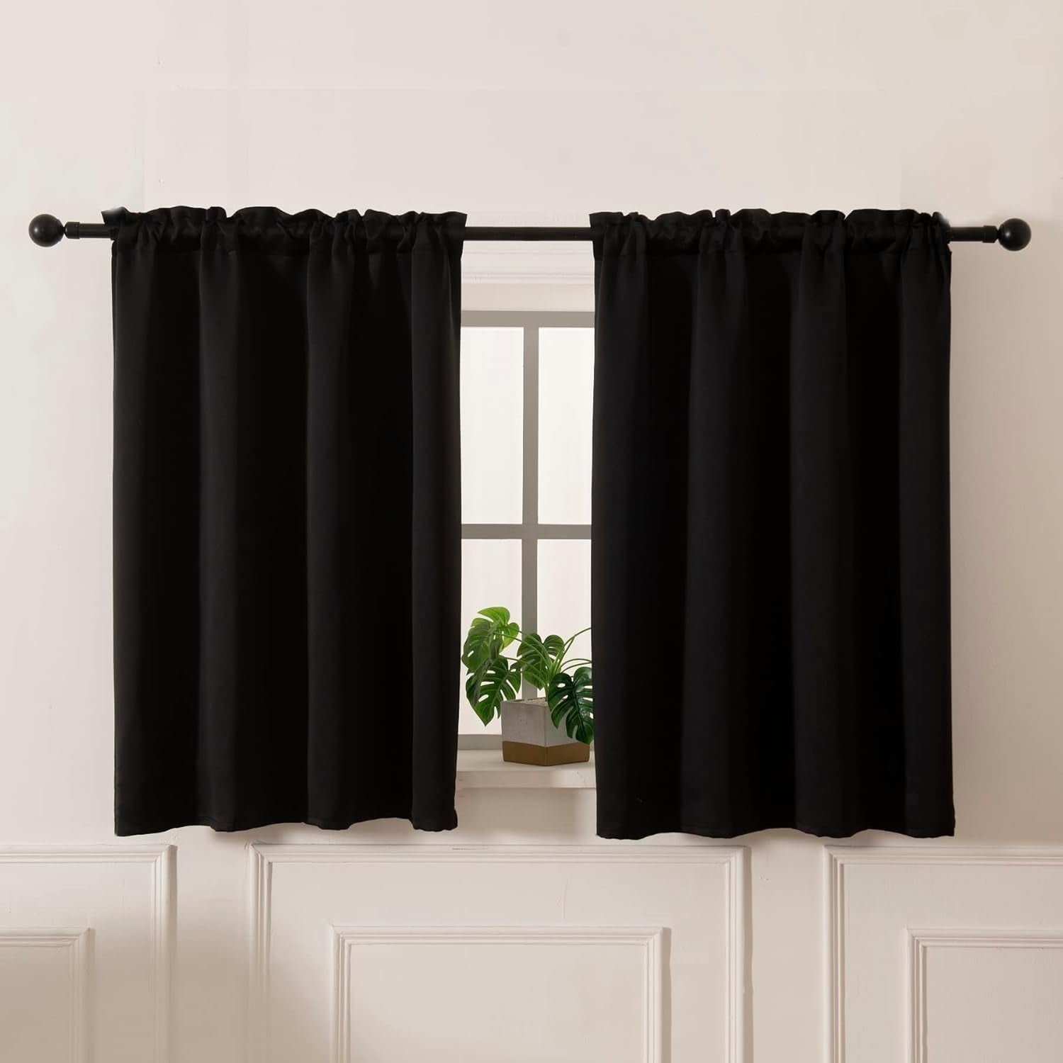FYSGDF-Cafe Kitchen Curtains 36 Inches Long 2 Panels, Blackout Tier ...