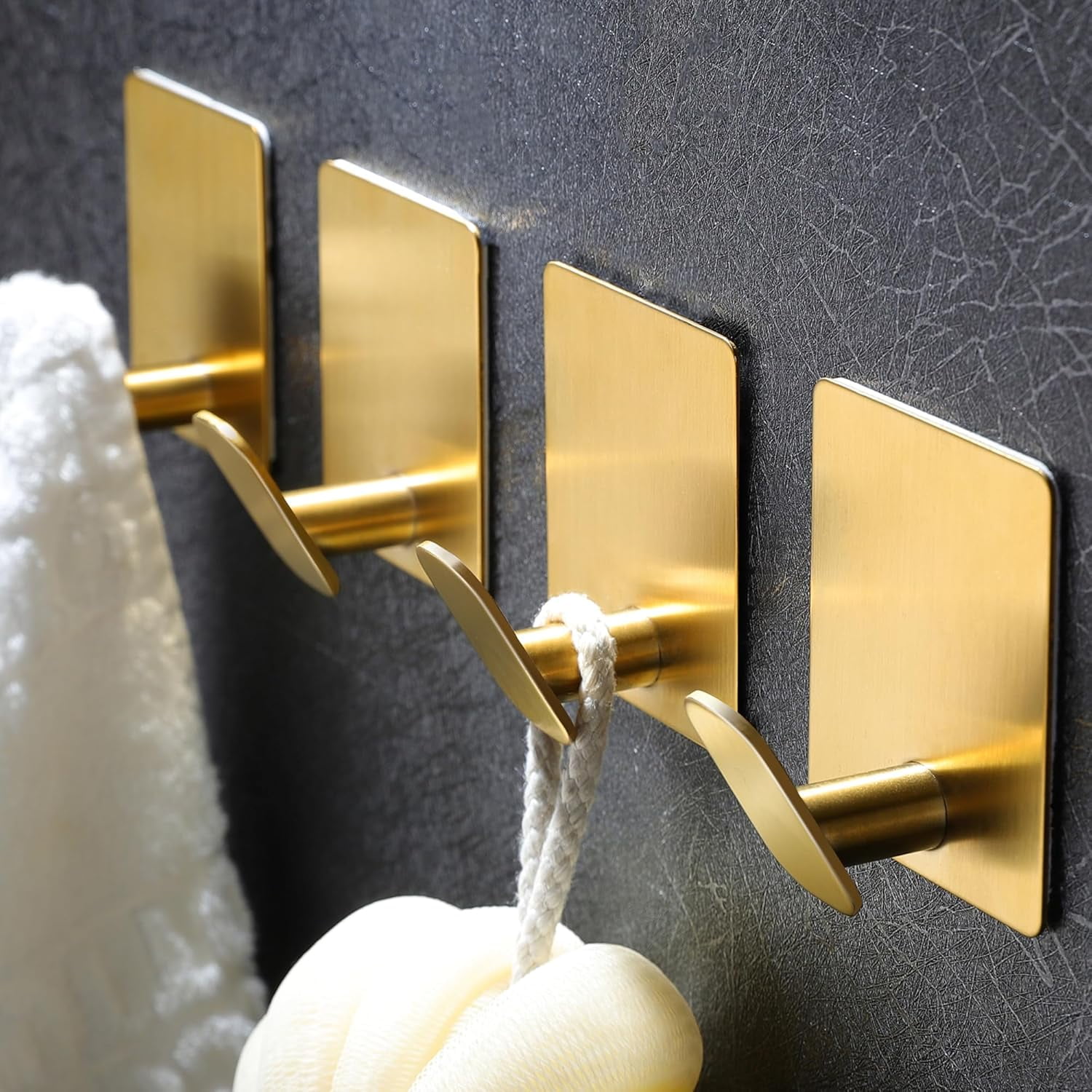 Stick For Robe FYSGDF-Gold Towel Hooks- 4 Pack Adhesive Hook for Coat Robe Clothes ...