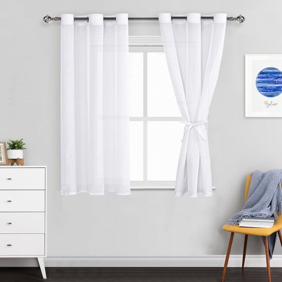 FYSGDF-White Sheer Curtains 54 Inches Long - Grommet Semi Transparent ...