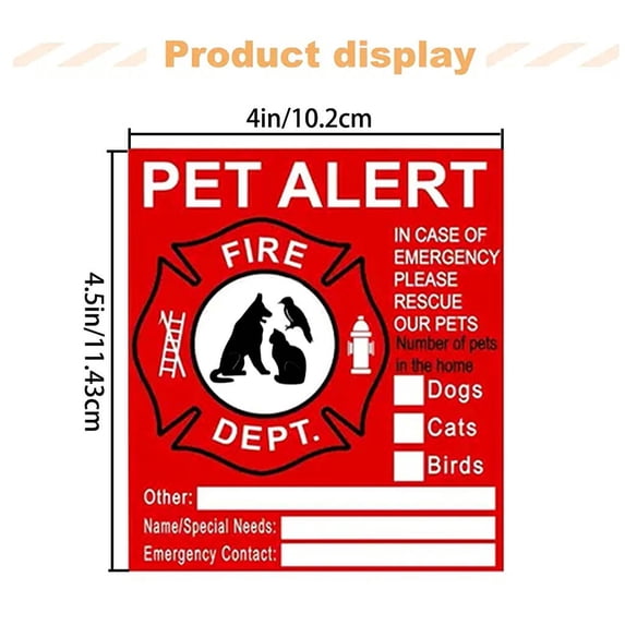 FYTPOV 10Sheets Pet Alert Safety Fire Rescue Sticker - Save Our Pets Emergency Pet Inside Decal - in Case of Emergency Danger Pet in House Home Window Door Sign, Pet Rescue Sticker