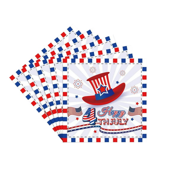 FYTPOV 24Pcs Patriotic Paper Napkins, 13*13inch Independence Day Napkins for Party Favors, Independence Day Decorations