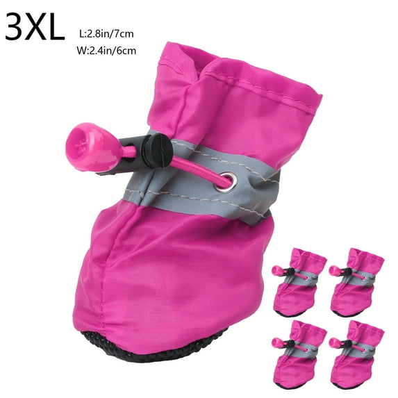 FYTPOV 4pcs Dog Shoes for Small Dogs, Anti-Slip Dogs Boots Paw Protector, Puppy Booties with Reflective Straps, Cat Dog Shoes for Indoor Hardfloors, Hot Pink, 3XL