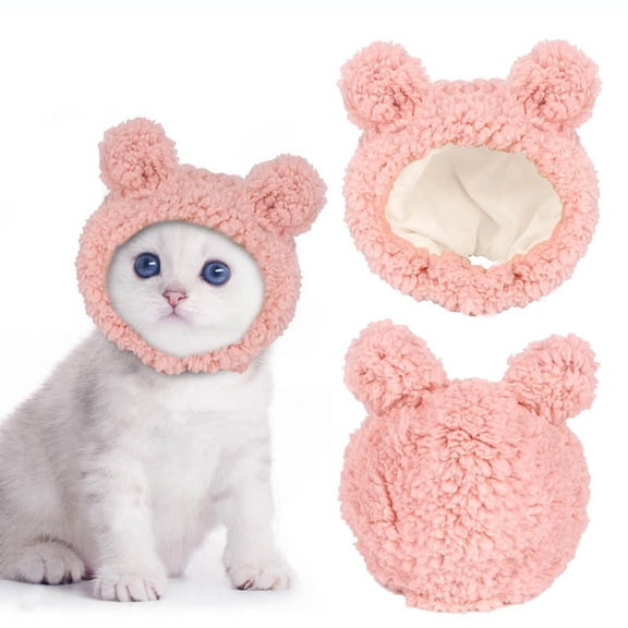 FYTPOV Adorable Cat Costume Hat with Ears, Cute Plush Hat for Cats and Small Dogs Kitten Puppy, Warm Headwear for Party, Cat Clothes