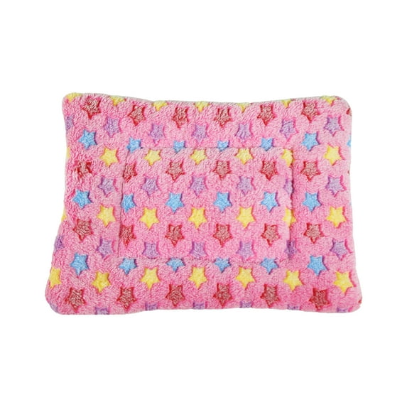 FYTPOV Cat Bed Dog Crate Pad, Cute Stars Printed Dog Mat with Lace, Washable Crate Mat for Small Dogs and Indoor Cats, Warm Plush Dog Kennel Pad Cat Carrier Mat