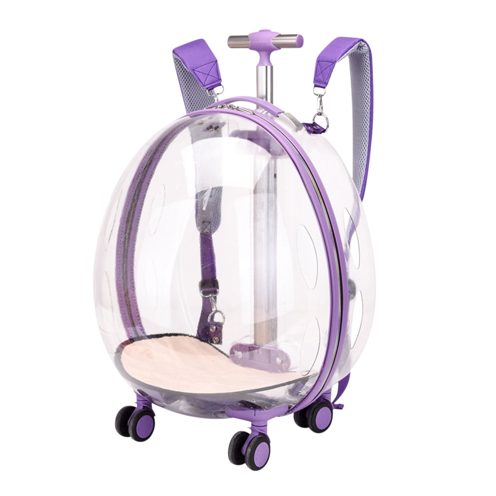 FYTPOV Cat Carrier Dog Carrier, Clear Pet Carrying Bag Breathable, Pet Trolley Case with Wheels and Telescopic Handle for Travel Camping