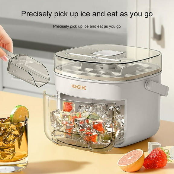FYTPOV Countertop Ice Maker with Scoop and Handle, 24 Ice Cube Tray, White Ice Maker for Home Kitchen Office Bar Party and Camping