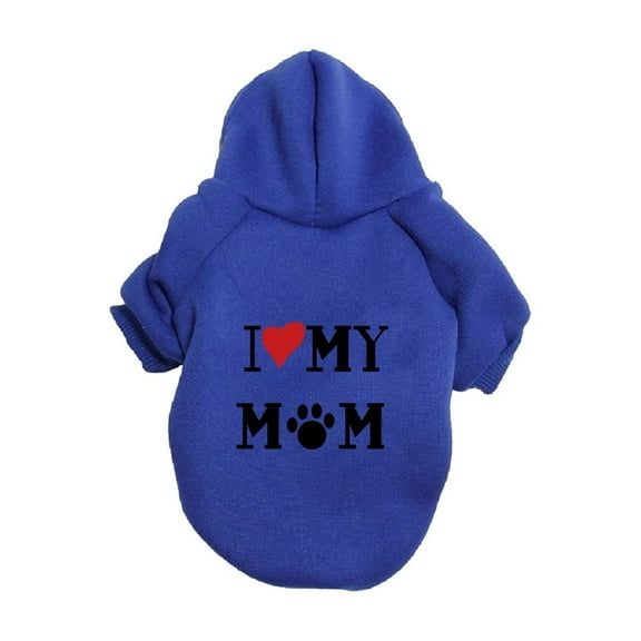 FYTPOV Dog Clothes, Dog Hoodie for Cold Weather, Dog Coat Hooded Sweatshirt for Puppies,Cats, Small Medium Large Dogs, 2XL, Blue (I Love My Mom)