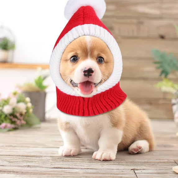 FYTPOV Dog Hat for Medium Large Dogs, Winter Windproof Warm Stretchy Knitted Pet Hat, Christmas Dog Hats, Red, S