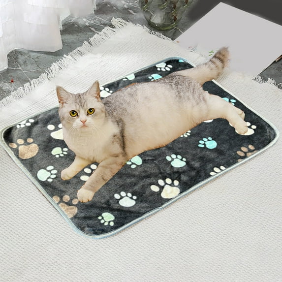 FYTPOV Dog Mat Crate Pad, Soft Pet Bed with Cute Paws Print, Washable Crate Mat for Large Medium Small Dogs, Dog Crate Kennel Mat Cat Bed Liner, 23.6*15.7inch