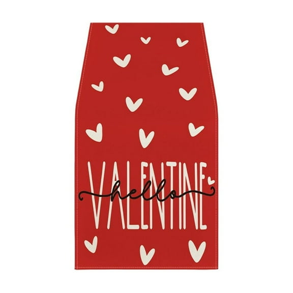 FYTPOV Hello Valentine Table Runner, Valentines Day Decorations, Hearts Red Table Runner for Wedding Party, Christmas Runner for Table Home Decor, 13x47 inch