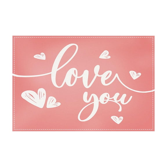 FYTPOV Linen Placemats, Pink Valentines Placemats for Kitchen and Dining, Valentines Day Decorations, Christmas Placemats for Party Home Decor, Table Decor, 18x12 in