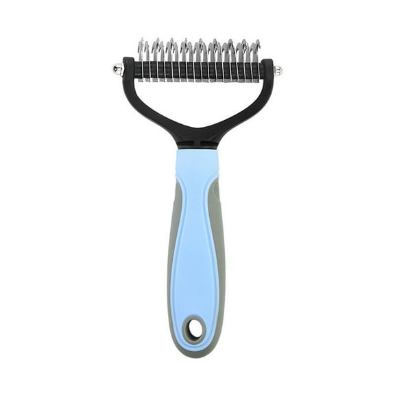 FYTPOV Pet Grooming Brush, Double Sided Shedding, Undercoat Rake for Dogs, Dog Grooming Brush, Deshedding Brush for Dogs, Dog Brush, Cat Brush, 3.7inch,Blue