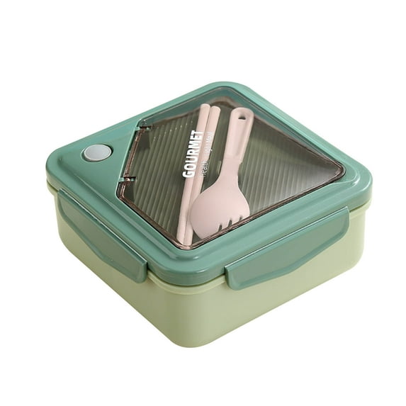 FYTPOV Square Bento Box with Utensils, Reusable Lunch Box with 2 Compartments, Microwave Safe Food Lunch Containers for Work Picnic