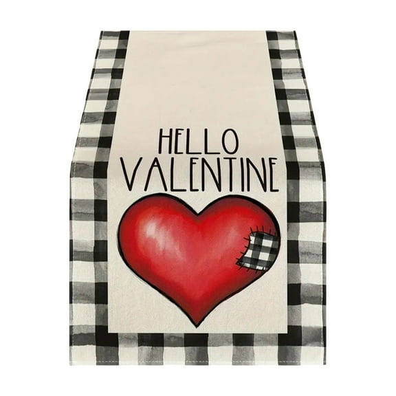 FYTPOV Valentines Day Decor Table Runner, Red Heart Buffalo Plaid Table Runner for Wedding Party, Christmas Runner for Table Home Decor, 13x72 inch
