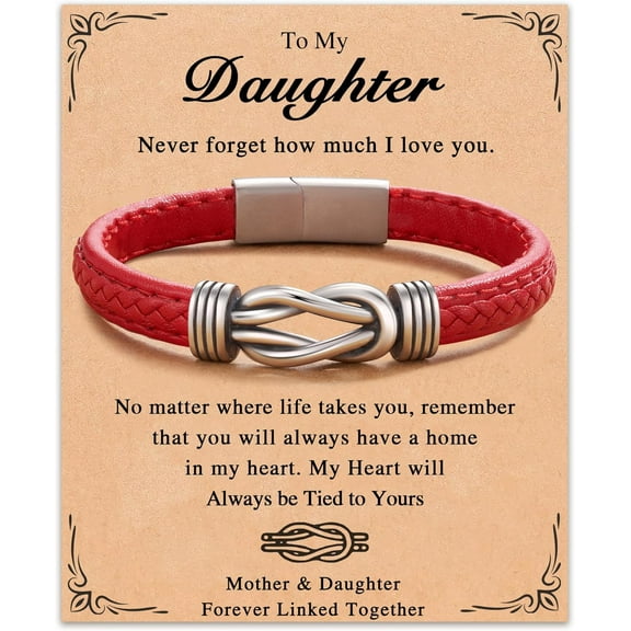 FYUKISS Forever Linked Together Leather Bracelet for Daughter | Granddaughter | Wife | Niece Valentines Mothers Day Gifts for Her