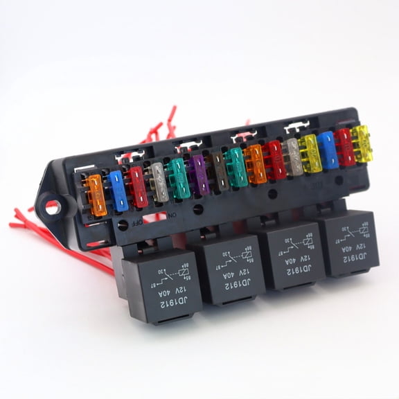 FYUU 15 Way Blade Fuse Box Block Holder With 4 Way 12V 40A Relay