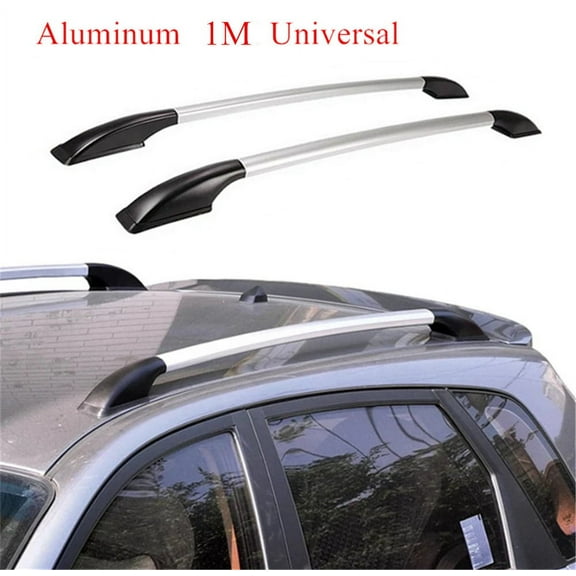 FYUU 1M Aluminum Alloy Black + Silver Luggage Rack Refit Special Side Bars Rails Car Top Frame