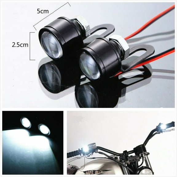FYUU 2 Pcs 12V 120 Lm Motorcycle Handlebar Rearview Mirror Led Daytime Running Light