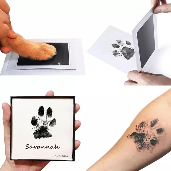FYUU 2 Set Black Safe Baby Paw Print Ink Pad Pet Handprint Footprint Kit