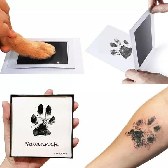 FYUU 2 Set Black Safe Baby Paw Print Ink Pad Pet Handprint Footprint Kit