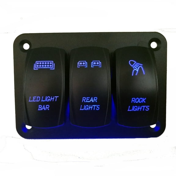 FYUU 3 Gang Toggle Rocker Switch Panel Blue LED Light for Car Marine Boat