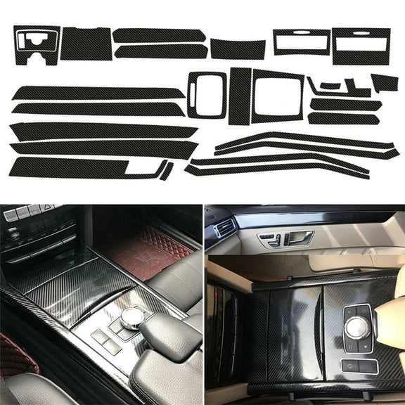 FYUU 5D Carbon Fiber Pattern Interior DIY Decals Trim For Mercedes Benz Class E W212