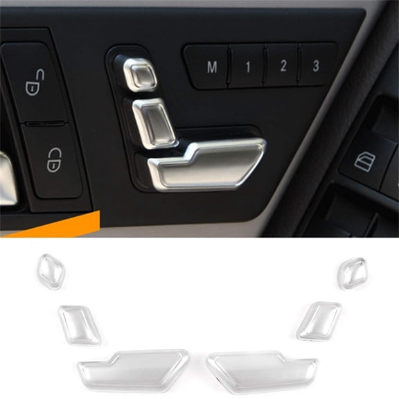 FYUU 6 Pcs Left Right Chrome Door Seat Adjust Button Switch Cover Trim For Mercedes-Benz E Class W212