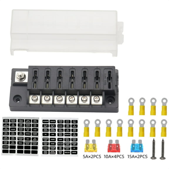 FYUU 6-Way Compact Fuse Box With Single Input And 6 Outputs