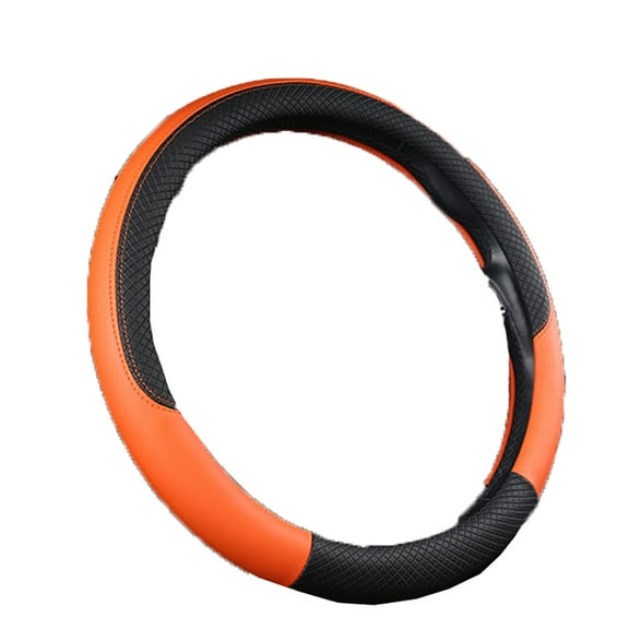 FYUU PU Leather 38cm Car Steering-wheel Cover Black Orange Style Anti-Slip