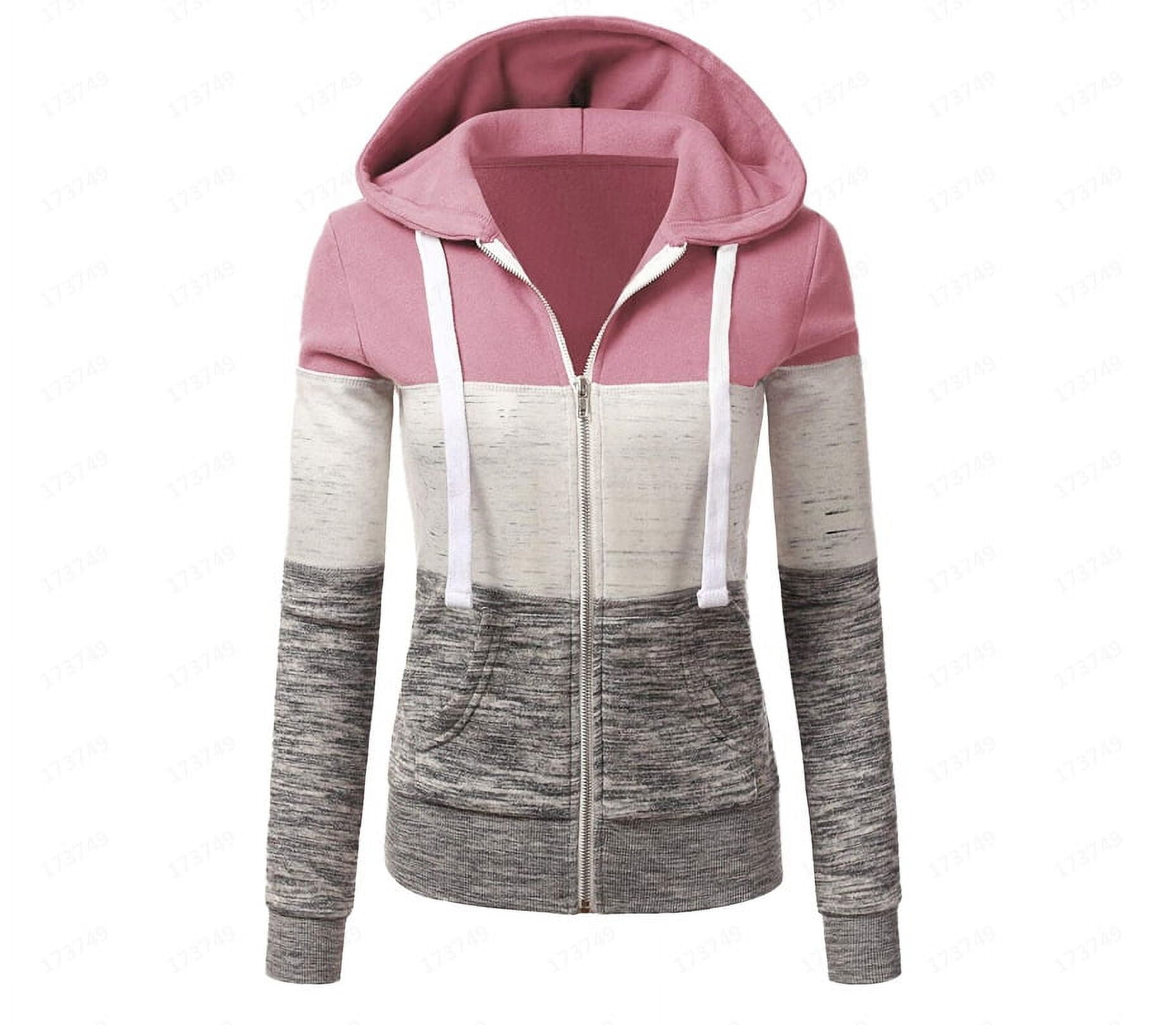 FZ Color match with cap casual coat wine red + light gray S code