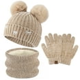 thumbnail image 1 of FZ FANTASTIC ZONE Kids Warm Knit Hat, Scarf & Glove Set, Khaki, 3-Piece, 1 of 6
