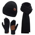 thumbnail image 1 of FZ FANTASTIC ZONE Men Women Winter Knit Hat Beanie Long Scarf Set Touchscreen Gloves Neck with Fleece Lined,Black, 1 of 6