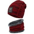 thumbnail image 1 of FZ FANTASTIC ZONE Mens Womens Winter Knit Beanie Hat Scarf Warm Cap Neck Warmer Set Fleece Lined,Red, 1 of 7