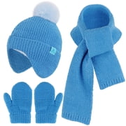 FZ FANTASTIC ZONE Toddler Kids Winter Hats Mittens Gloves Scarf with Warm Ear Flaps Pom Pom Baby Beanie for 0-6 12 Months 1 2 3 4 Year Old Girls Boys Gifts