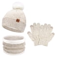 thumbnail image 1 of FZ FANTASTIC ZONE Toddler Kids Winter Hats Touchscreen Gloves Scarfs Set Pompom Beanie Caps Neck Warmer with Fleece for 5-8 Years Old Baby Girls Boys Gifts, Beige, 1 of 6