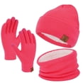 thumbnail image 1 of FZ FANTASTIC ZONE Winter Beanie Hat Scarf Touchscreen Gloves Set for Men and Women, Beanie Gloves Neck Warmer Set with Warm Knit Fleece Lined, Hot Pink, 1 of 6