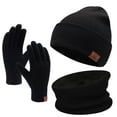 thumbnail image 1 of FZ FANTASTIC ZONE Winter Beanie Hat Scarf Touchscreen Gloves Set for Men and Women, Beanie Gloves Neck Warmer Set with Warm Knit Fleece Lined,Black, 1 of 4